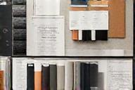 Interior design concept board with fabric and paint samples